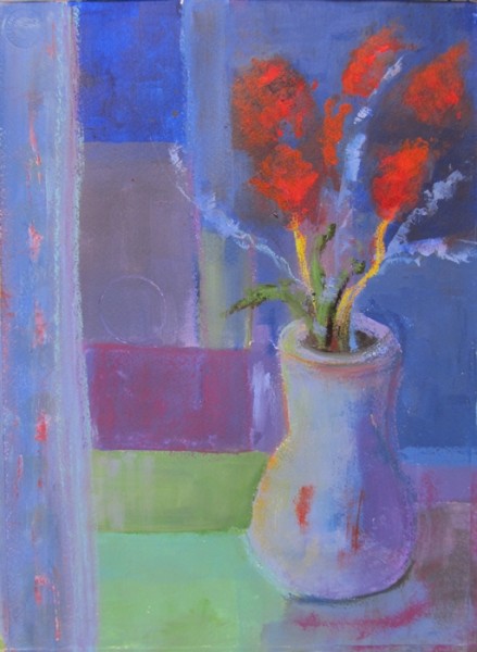 Ann Hart Marquis-Blue Vase-painting style
