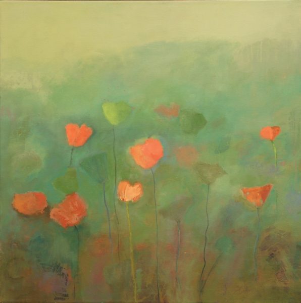 example of painting poppies on a hill